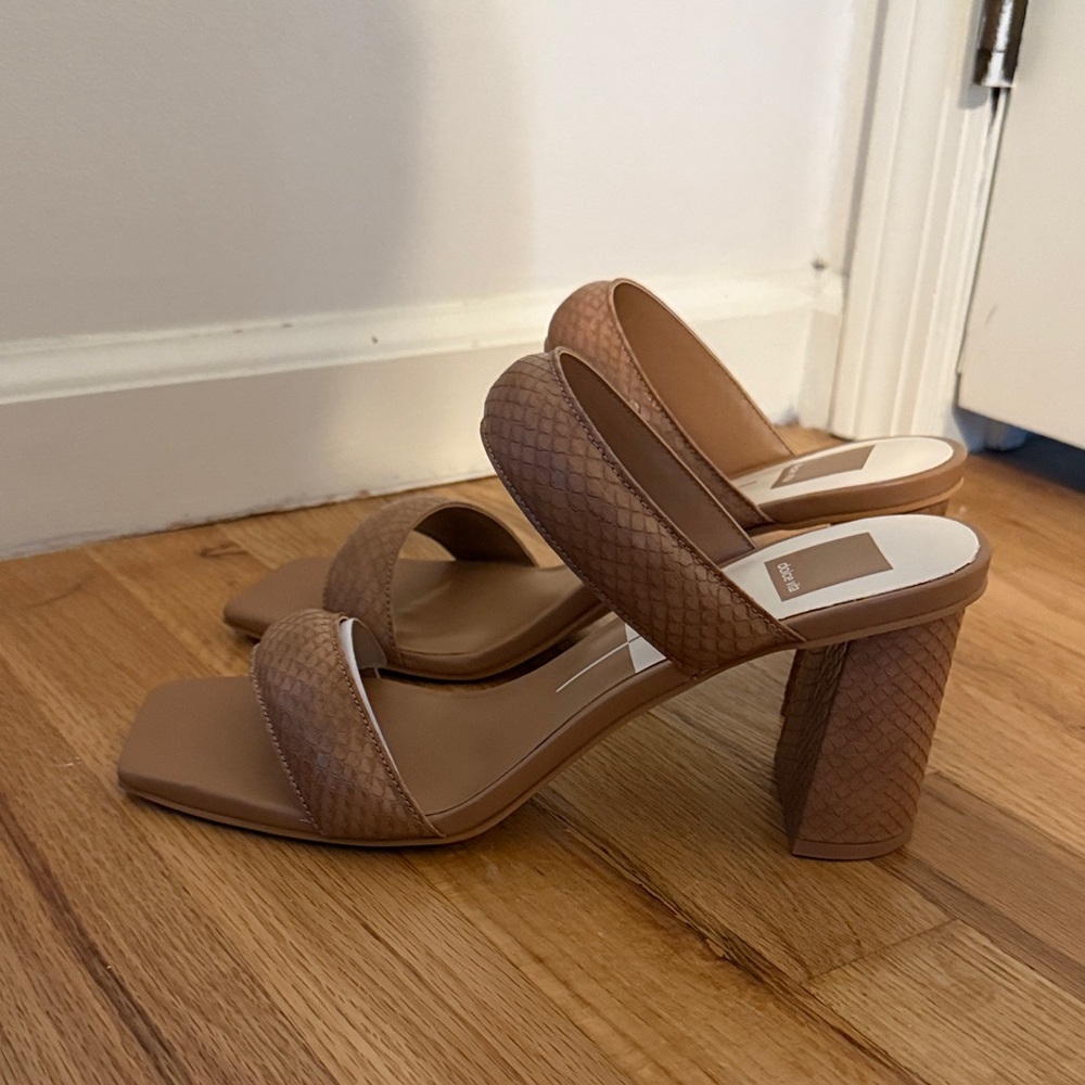Dolce Vita Tan Textured Block Heel Sandals